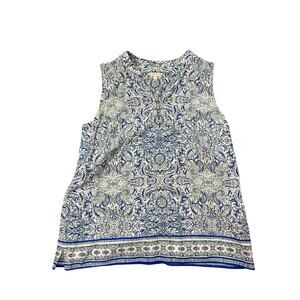 Talbots Cotton Sleeveless Tunic, Buttons, Blue Paisley, Large